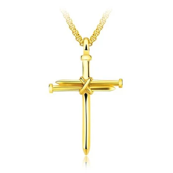 

Classic Retro Nail Cross Pendant Necklace For Man Punk Style Stainless Steel Pendant Gold Black Jewelry Man Party Gifts