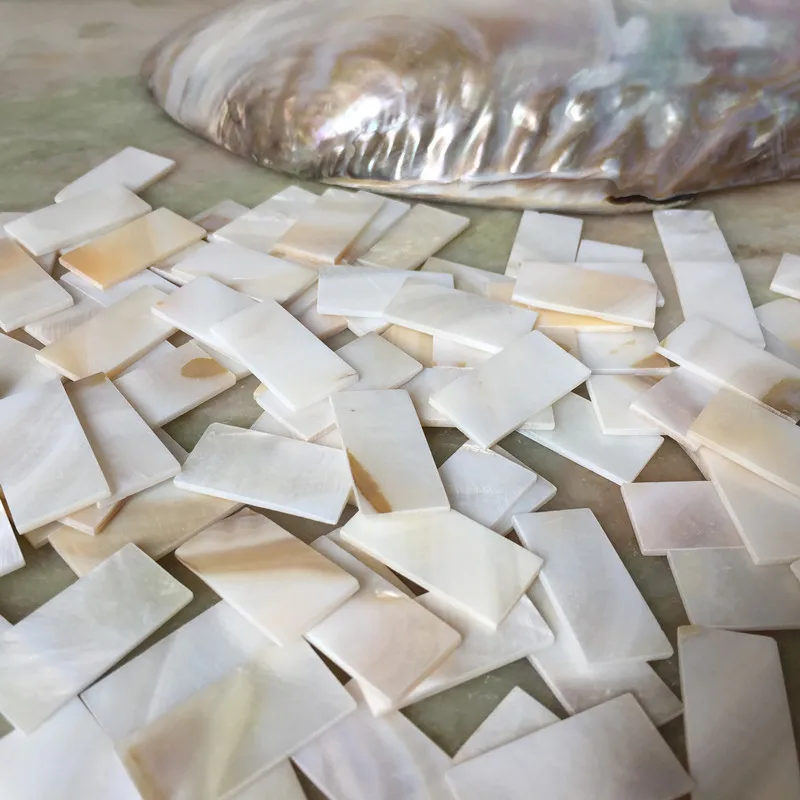 20pcs Natural Freshwater Mother of Pearl Shell Mosaic Tile DIY Accessories and Wood Inlay Carved Material Size 30mm /15mm /2mm