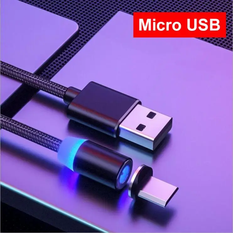 Магнитное зарядное устройство Micro USB кабель для Xiaomi huawei Android мобильный телефон магнит Microusb кабель для передачи данных провод Быстрая зарядка шнур для передачи данных - Цвет: micro USB black