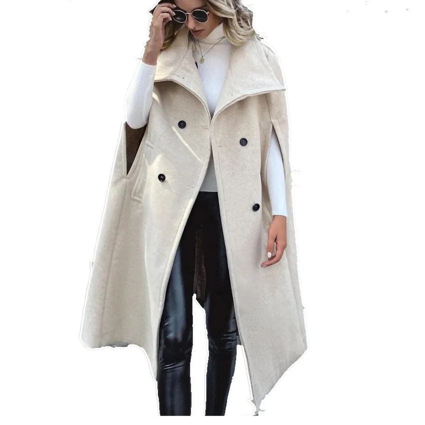 

Новое поступление, модное шерстяное пальто, женская двубортная шаль, длинное пальто на осень и зиму