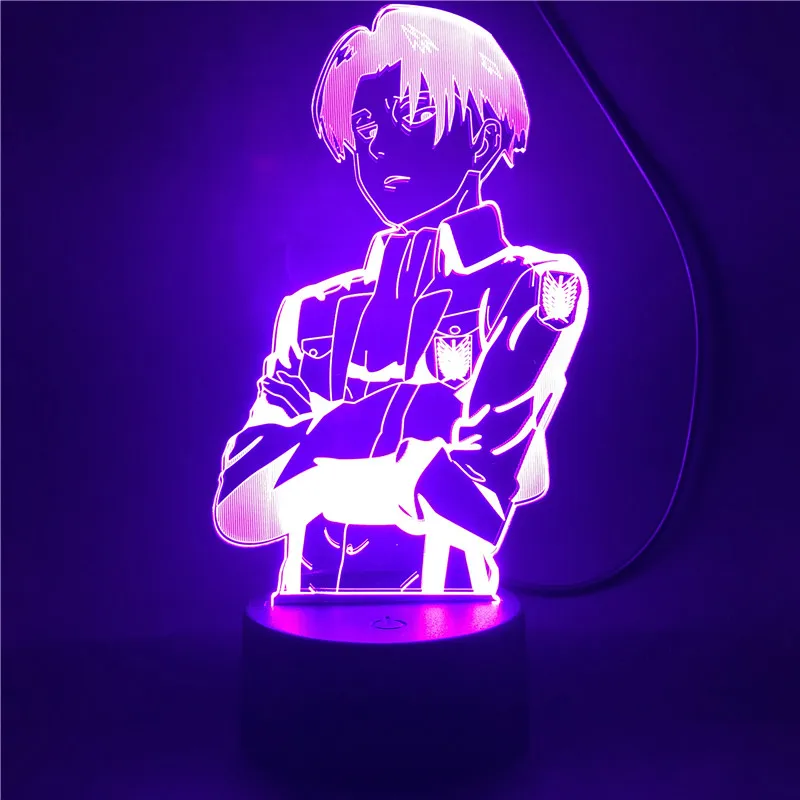 Anime Night Light Attack on Titan Captain  Levi Ackerman Figure 3d Light Table Lamp for Home Room Decor Cool Kid Child Gifts Toy