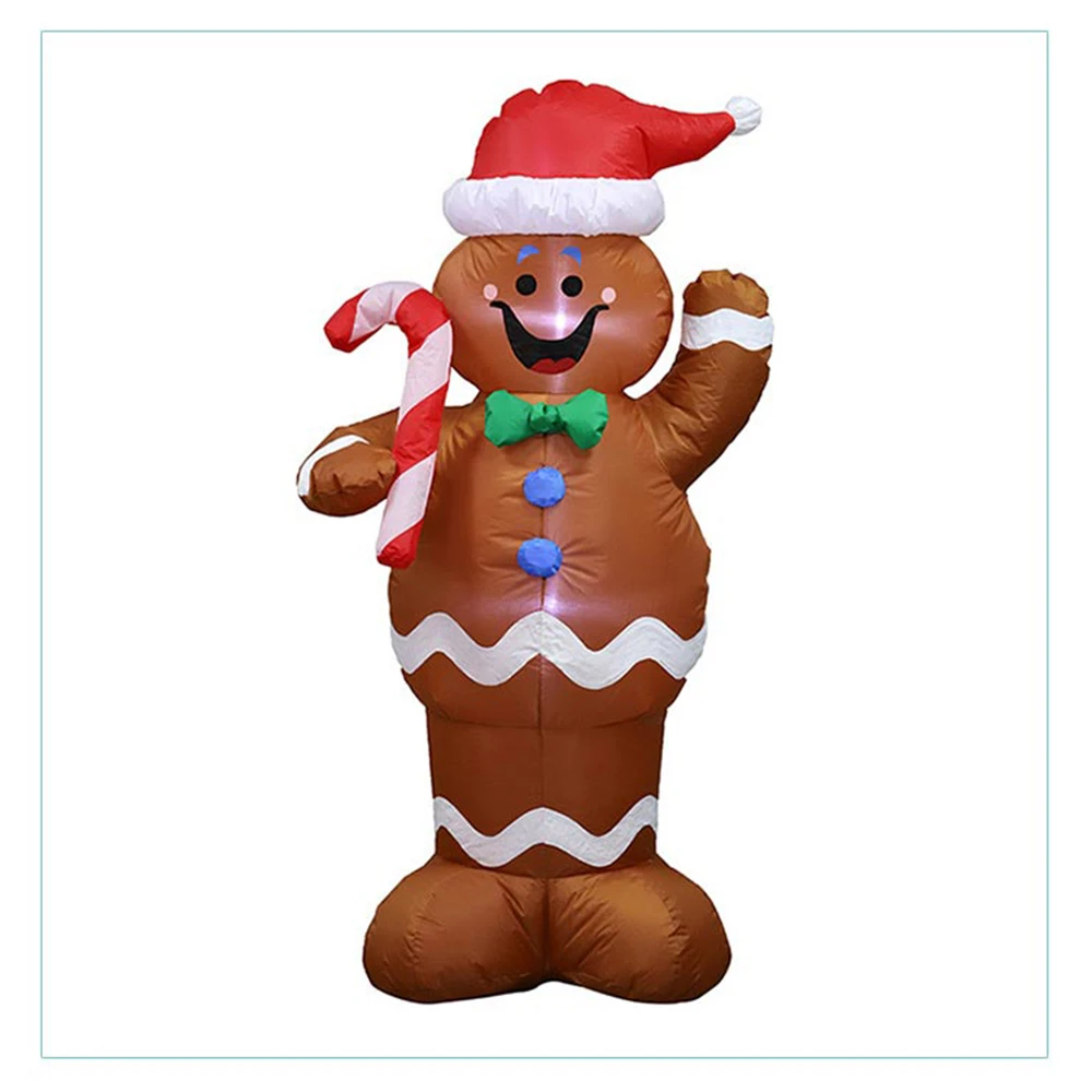 Christmas Inflatable Holiday Time Blow Up Gingerbread Man Air Blown Decor with LED Chrismas Prop Indoor Outdoor Lawn Yard Party