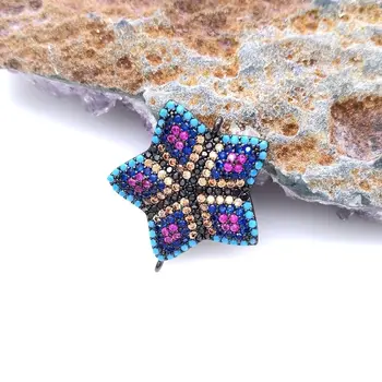 

1pc 22mm CZ Micro Crystal Pave Star Jewelry Connector