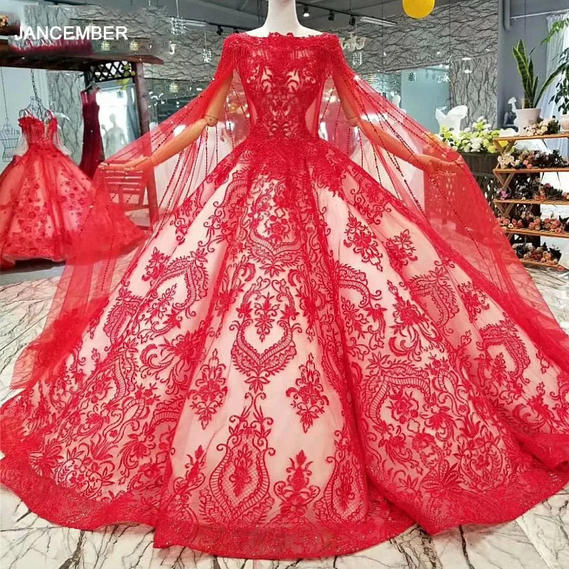 LS325411 Red Vintage Ball Gown Bride 