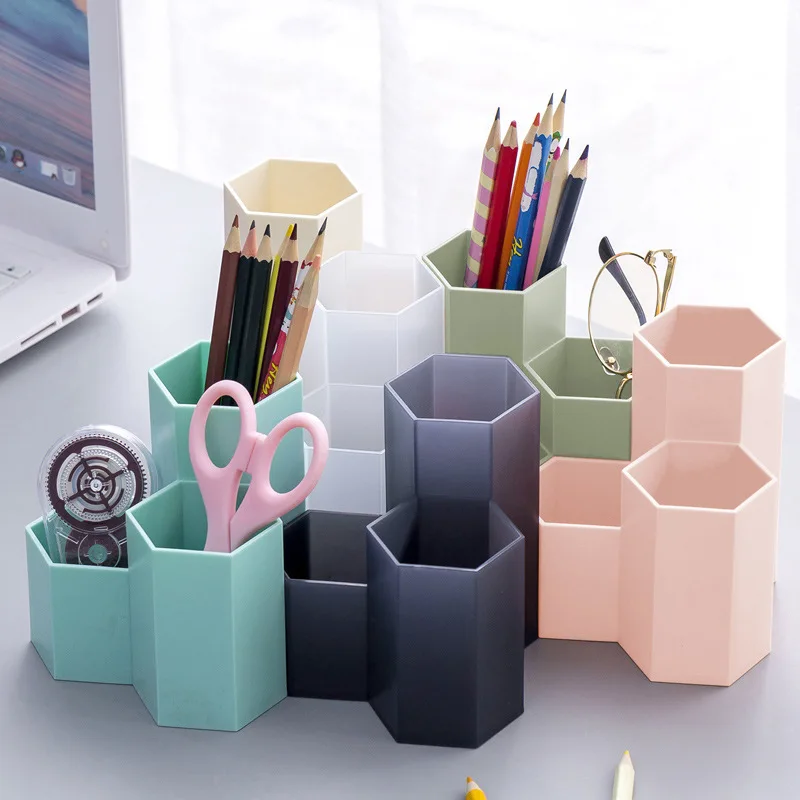 

Large Capacity Desk Pen Holder Pencil Makeup Storage Box Desktop Organizer Stand Case School Office Stationery Supplies