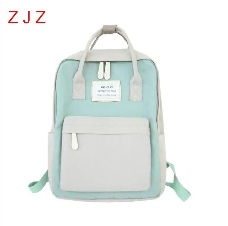 

2019Waterproof School Bags Women Canvas Backpacks Patchwork Kawaii Backpack Candy Color Teenagers Girls Big Cute Laptop Backpack