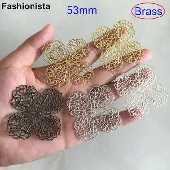 

Free Shipping -15 pcs / 2 pcs Large Filigree Brass Setting,Flower Pattern Brass Stamping,53mm Ornate Filigree Jewelry Findings