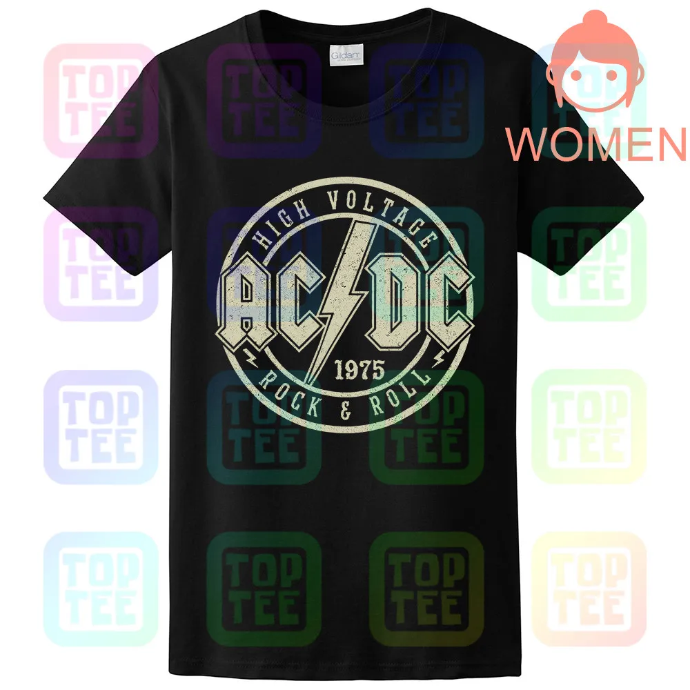 WOMEN-BLACK AC/DC ACDC Высокое напряжение Мужская XL графическая футболка - Цвет: WOMEN-BLACK