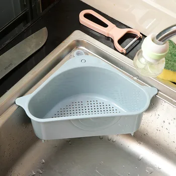 

Kitchen triangle sink filter drain basket vegetable rack suction tray sink filter rack sponge rack rag storage tool basket