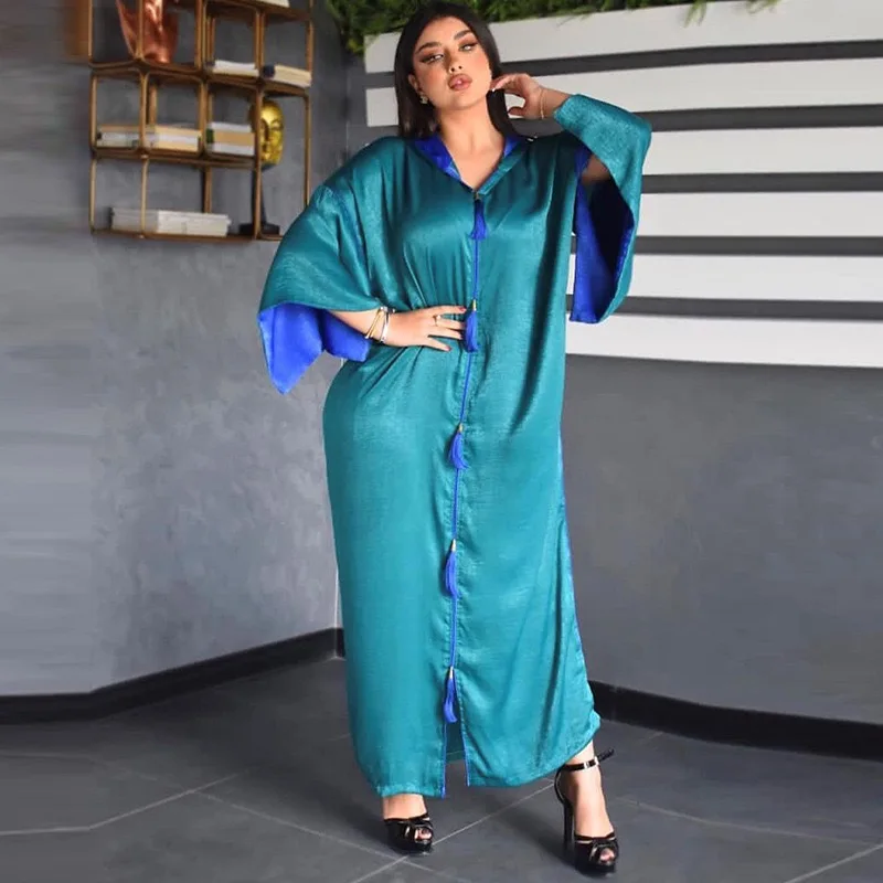 Fashion Dubai Abaya Muslim Hooded Dresses For Women 2021 Oversize Beautikful Tassel Boubou Kimono Turkish Kaftan Clothes formal dresses south africa