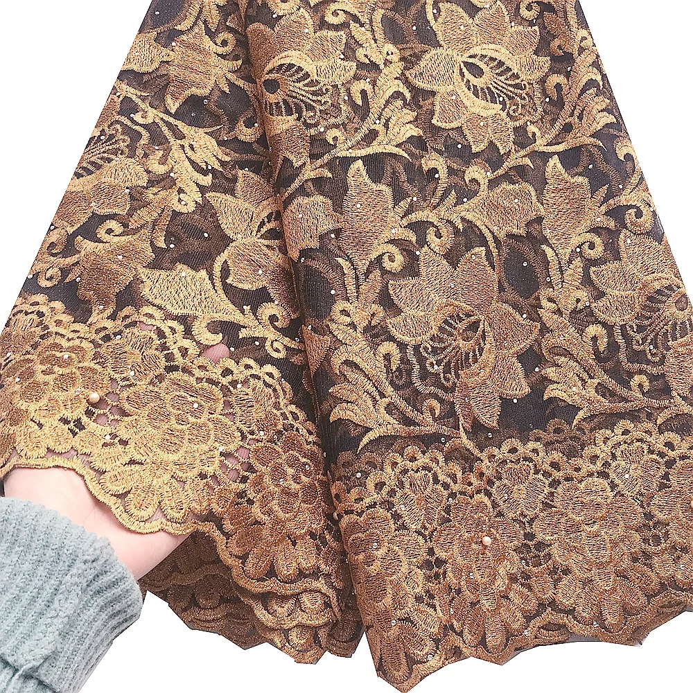 Золотая нигерийская кружевная ткань 2020 высококачественное кружево металлик