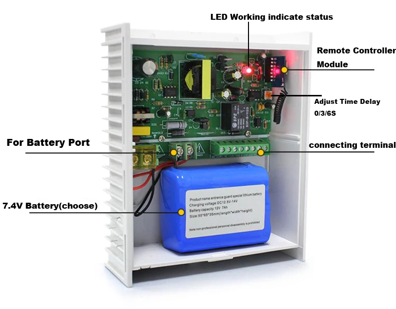 DC 12V 2A/3A/5A источник питания с резервным интерфейсом батареи RFID карта система