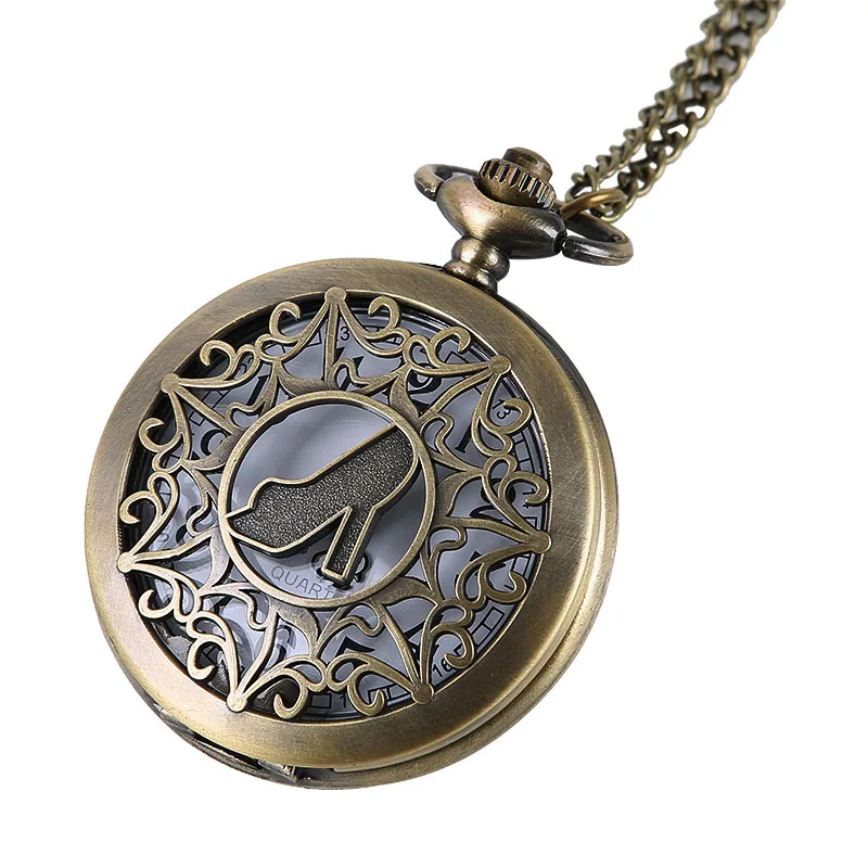 

Quartz pocket watch Large Bronze Carved Flower Pattern Hollow Women's' high-heeled shoes Pocket Watch with fashion