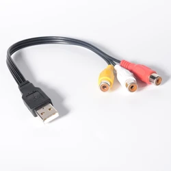 Cable de 25CM USB a 3RCA RGB macho a hembra AV para Audio y vídeo, adaptador de Cable compuesto, conector convertidor, Cable RCA de plomo