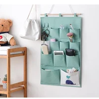 Cotton Linen Hanging Storage Bag 3/7 Pockets Wall Mounted Wardrobe Hang Bag Bedroom Bedside Cosmetic Clothes Organizer