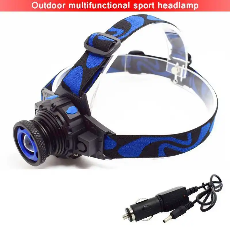 With car charger Rechargeable 3-mode Led Headlamp XPE Q5 Zoomable Frontal Flashlight Waterproof Head Light with AC/Car Charger for Camping - Испускаемый цвет: With car charger