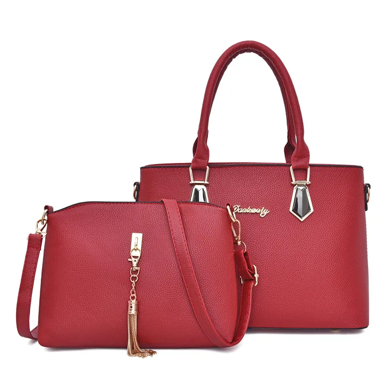 

2019 New Style Picture-in-Two-Piece Set-Style Simple Versatile Shoulder Hand Large-Volume Glorious Simple WOMEN'S Bag