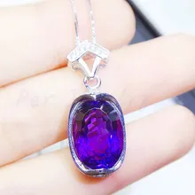 Ожерелье из натурального аметиста, подвеска,, Стерлинговое Серебро 925 пробы для мужчин или женщин, 10*14 мм, 6.5ct, большой драгоценный камень Q910196