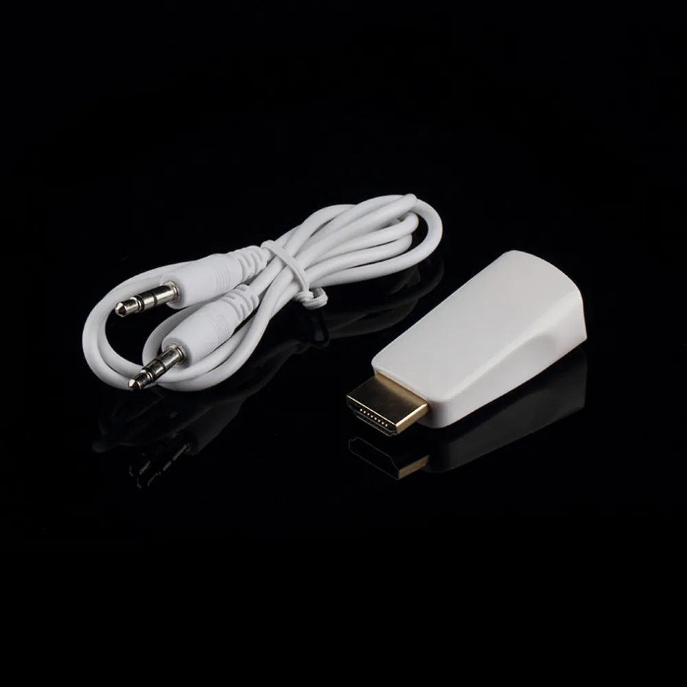 HDMI мужчин и женщин VGA конвертер коробка адаптер с аудио кабель для ПК HDTV+ 3,5 мм AV аудио кабель для ПК черный белый