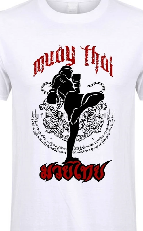 Футболки Muay Thai Kick Thailand Martial Art с логотипом Мужская хлопковая футболка коротким