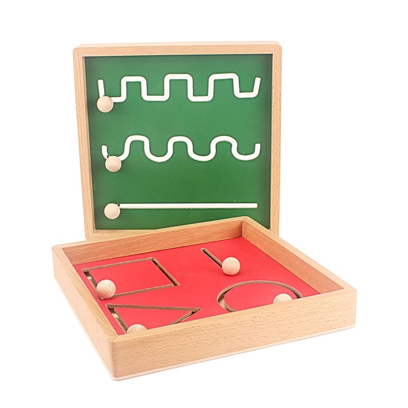 Montessori Handwriting Aids Trace Geometry Line Shapes Educational Training Wooden Toys for Children Writing Practice Preschool 3