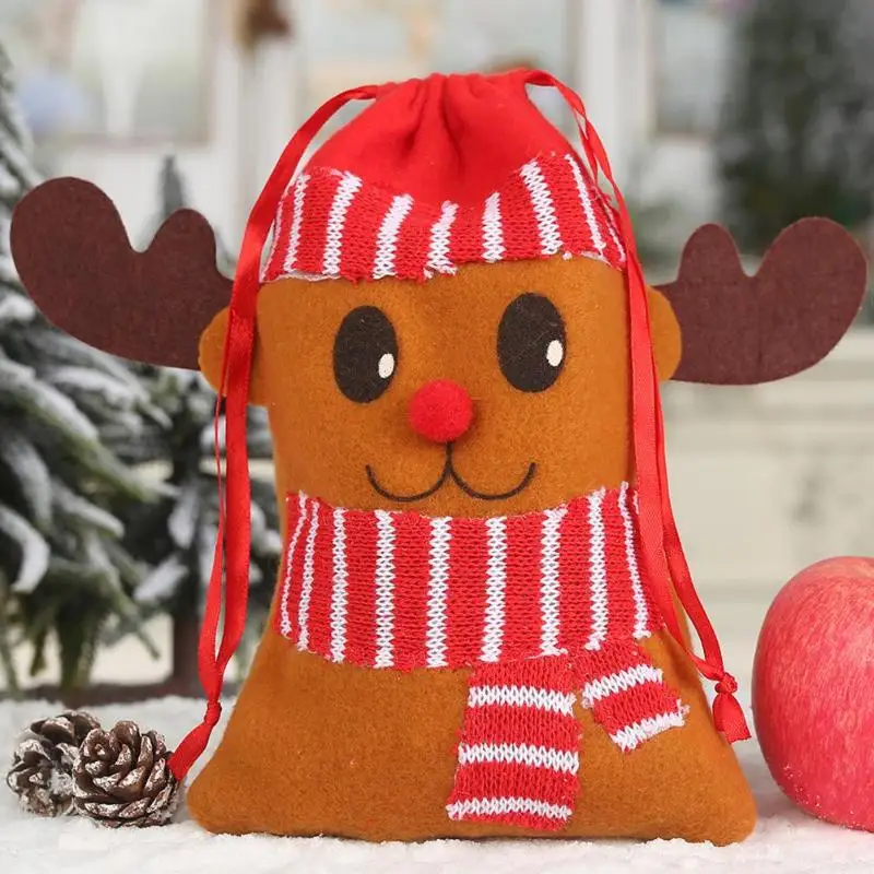 Нетканый мультфильм Рождественская конфетка Сумка Дети Drawstring Подарочный упаковочный пакет