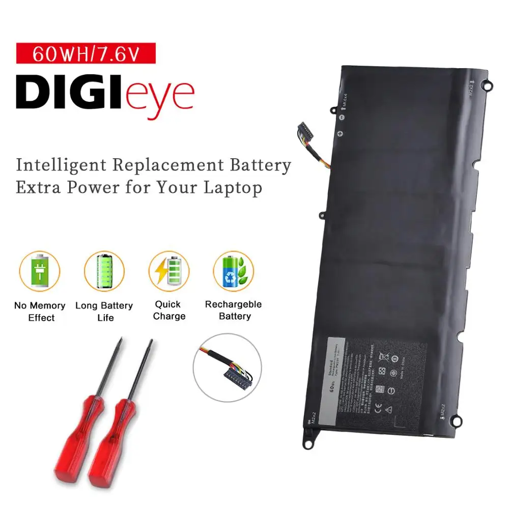 7.6V Batteria Del Computer Portatile Di 60Wh Pw23Y Per Dell Xps 13 9360 Xps Serie 13-9360-D1605G Rnp72 Tp1Gt 0Tp1Gt