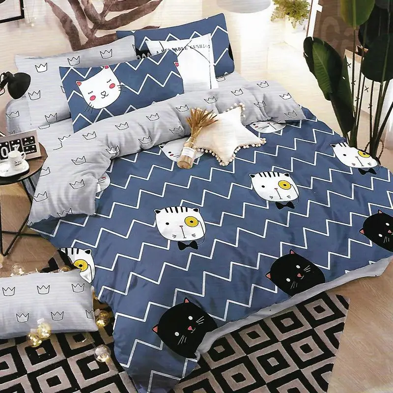 24 Animal Pattern Quilt Case Fitted Sheet 4pcs Bedding Set Cotton Kid Single Bed Linen 1.2m 1.5m Duvet Cover Full Twin Size