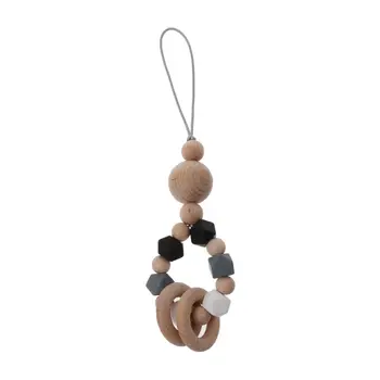 

Baby Silicone Teether Play Gym Toy Wooden Babe Hanger Toys Toddler Teething Rattle Nursery Toy Newborn Gift