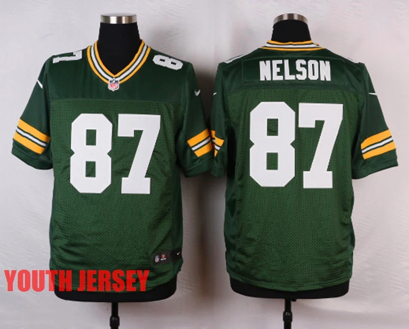 Stitiched, Green Bay, Aaron Rodgers, eddie lacy, Randall Cobb, Ha Clinton-Dix, Clay Matthews, Brett Favre для молодежи, детский трикотаж - Цвет: Серебристый