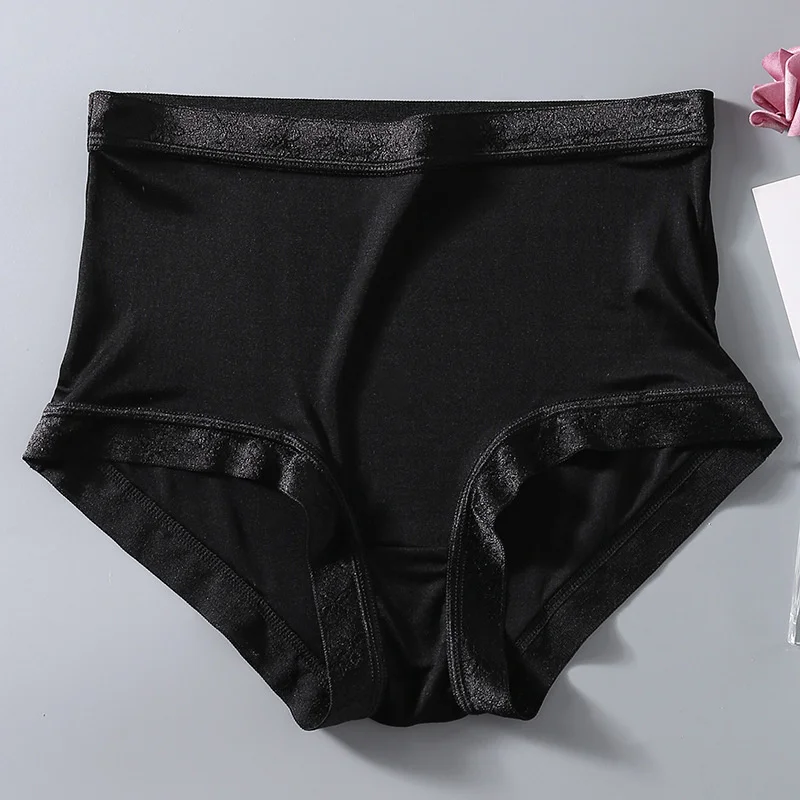 

Panties Women Silk Big Size Briefs Intimates Female Underwear Black M L XL