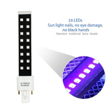 

9W 395nm Lamp For Nails UV LED 16LEDS Ultraviolet Nail Ice Lamp Bulbs For Replaced Curing Nail Art Dryer Bulbs Replacement Tube