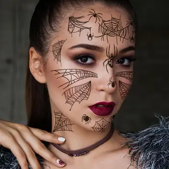 

Spider Web Halloween Face Sticker Tattoo Sticker Waterproof Wind Personality Masquerade Makeup Face Funny Sticker Dark Bat D7V4