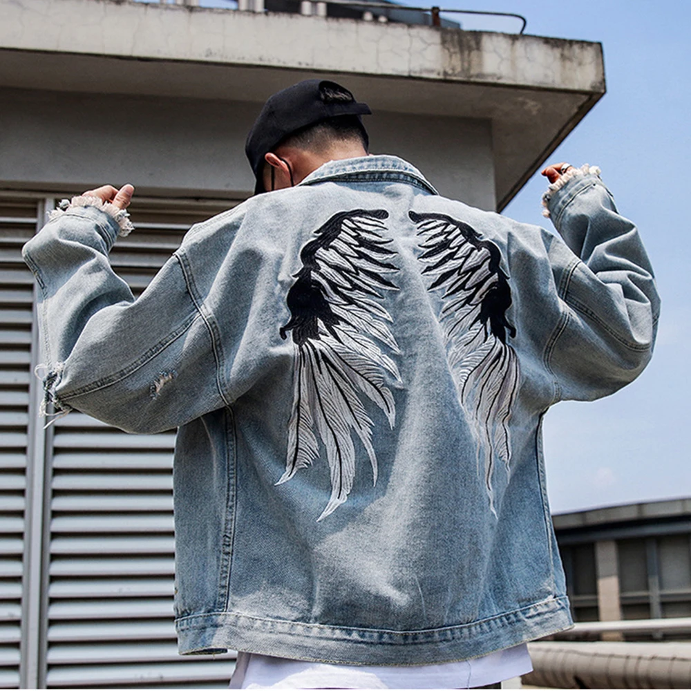 Men Embroidered Jean Jacket Men Fashion 