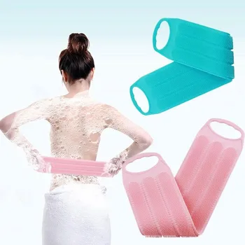 

Silicone Bath Towel Bath Brush Wipe Back Mud Peeled Body Massage Shower Lengthened Scrubber Clean Skin Brush Easy to Clean