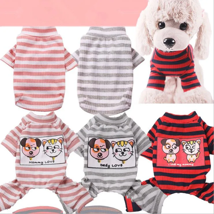 

New Pet Dog Clothes Winter Warm Striped knit sweater Coat For Small Dogs Cat Couple dog clothes pajamas Tracksuit