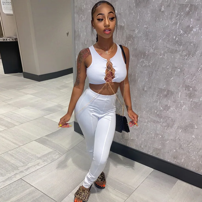 White Bodycon Sexy Two Piece Set Women Pants Co Ord Sets Summer Birthday Club Outfits for Women Clothes 2020 2 Pc Set for Women White Bodycon Sexy Two Piece Set Women Pants Co Ord Sets Summer Birthday Club Outfits for Women Clothes 2020 2 Pc Set for Women