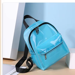 New Candy Colors Transparent Women's Backpack PVC Fashion Shoulder Bags For Teenagers Girl Large Capacity Travel School Bag