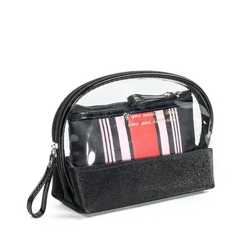 

Travel Toiletry Bag Waterproof Makeup Bag Portable Bag Wholesale Dropshipping Lady Stripe Cheap Women Cosmetic Bags Beauty