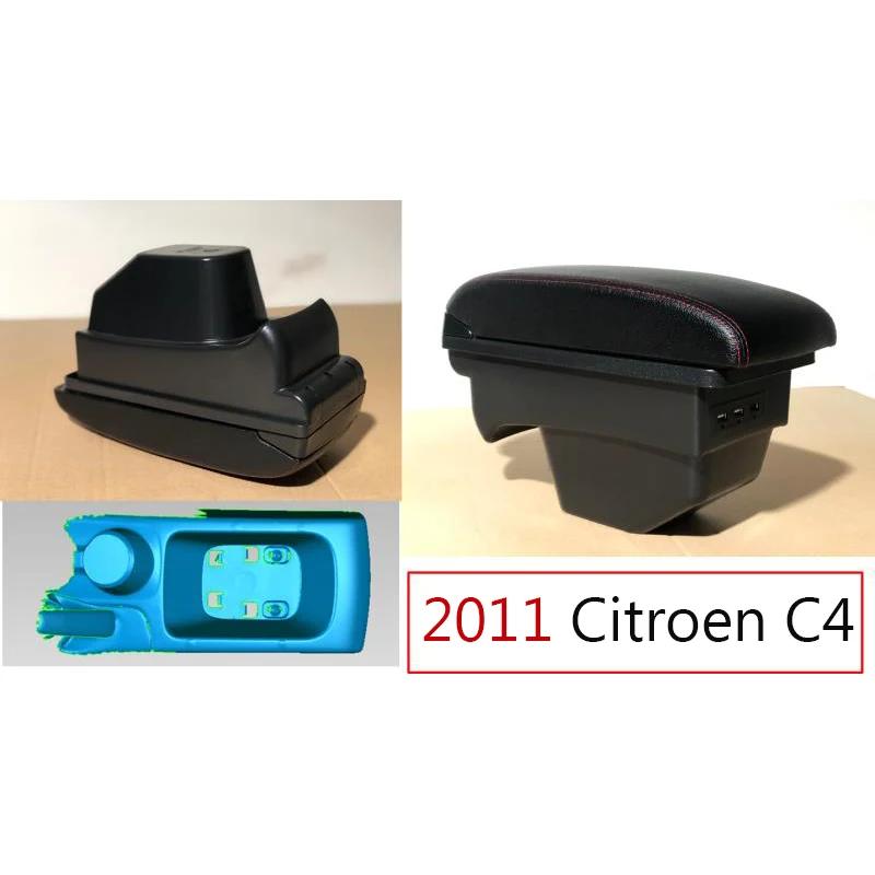 Для 2011 Citroen C4 подлокотник коробка Универсальная автомобильная центральная консоль caja Модификация аксессуары с USB без сборки