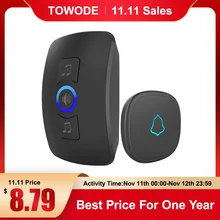 TOWODE – système de sonnette sans fil 433Mhz, prise ue, sécurité à domicile, bienvenue, Kit de sonnette intelligente, 4 niveaux de volume, 32 musiques réglables