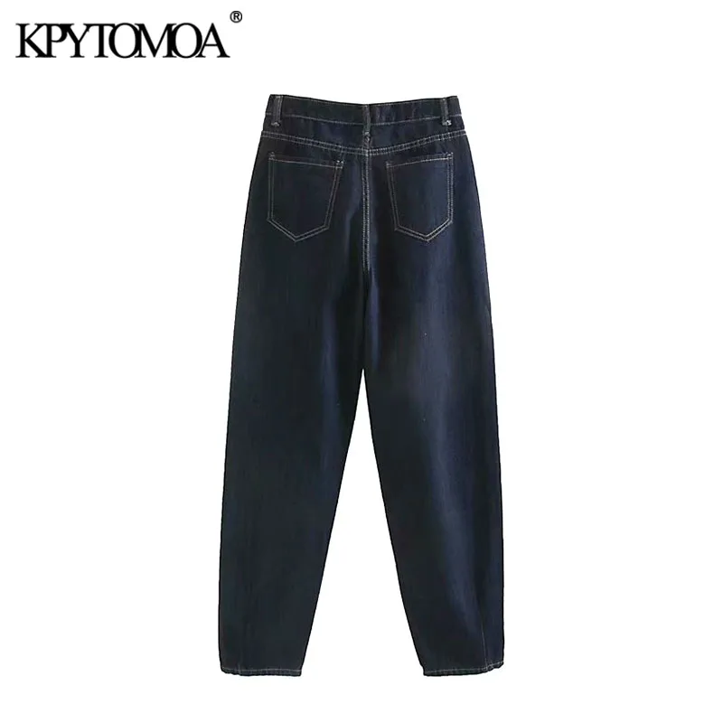 Винтажные стильные женские джинсы с карманами и высокой талией, модные джинсовые штаны-шаровары на молнии, женские брюки до щиколотки, джинсы для женщин