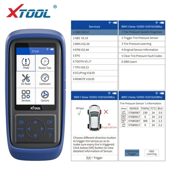 

XTOOL New TP200 TPMS diagnostic device tool Tire Pressure sensor activation oil reset ECU prog dashboard ABS BMS EPB TPS update