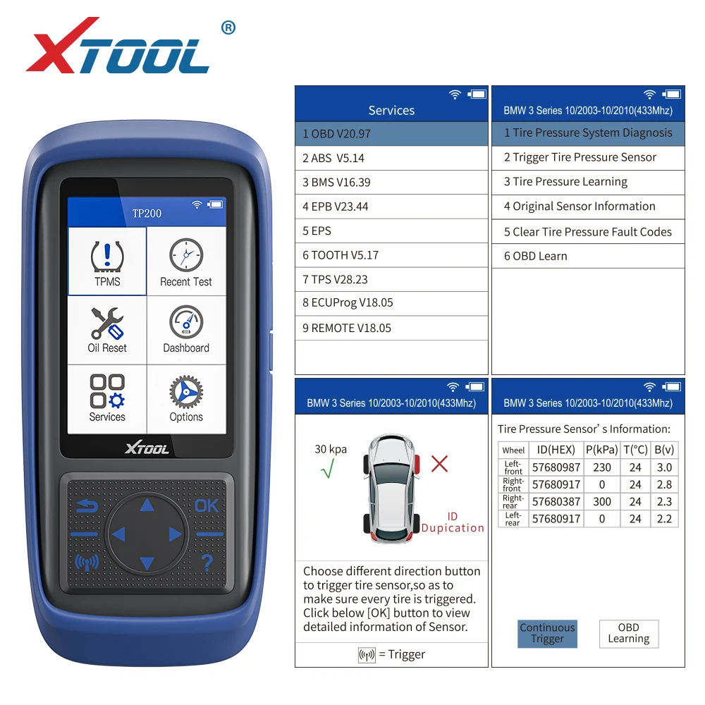 XTOOL TP200 TPMS Диагностическое устройство инструмент датчик давления в шинах