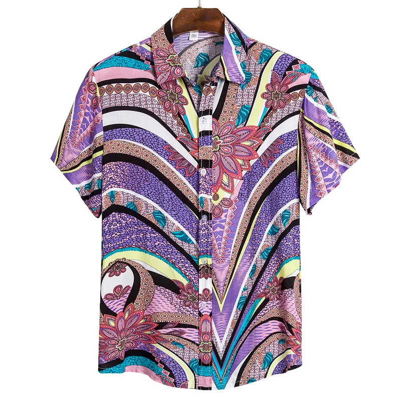 Новое поступление 2020 мужские рубашки Гавайские на одной пуговице повседневные с