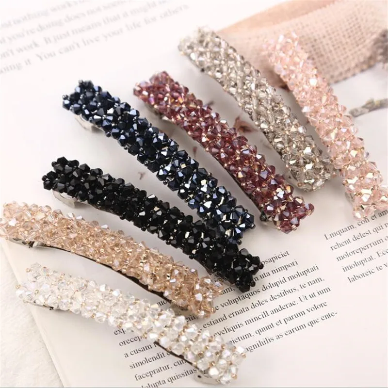 

1Pcs Bling Crystal Hairpins Headwear for Women Girls Rhinestone Hair Clips Pins Barrettestte Styling Tools Accessories 7 Colors