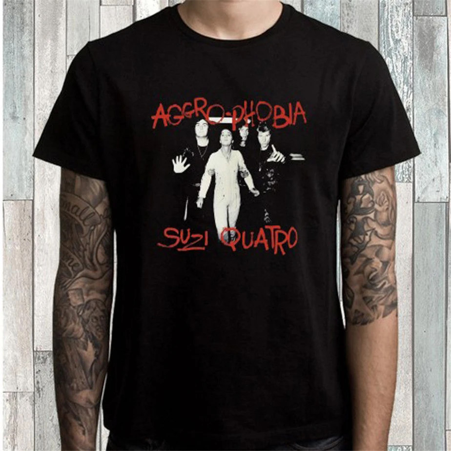 Suzi Quatro Aggro-Phobia Мужская Черная Футболка размер S M L XL 2XL 3XL футболка с принтом на