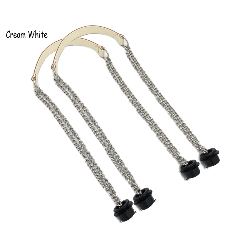 1 Pair Superfiber Leather Flat Handles  Handle Double Metal Chain for O Bag for EVA Obag Women Bag accessories 