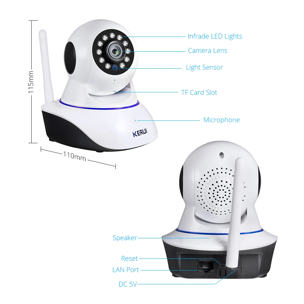 KERUI, 720 P, 1080 P, Мини, для помещений, беспроводная, Wifi, ip-камера, домашняя, CCTV, камера наблюдения, 1MP, 2MP, Tuya, умная жизнь, ночное видение