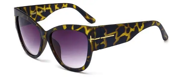Блестящие черные женские негабаритные солнцезащитные очки Cateye, роскошный дизайн, оттенков, буквы т, винтажные Ретро Очки 90 s, женские UV400 - Цвет линз: C6 yellow leopard